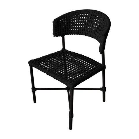 Cadeira Hortz Corda Náutica Base em Alumínio Premium Preto/preto