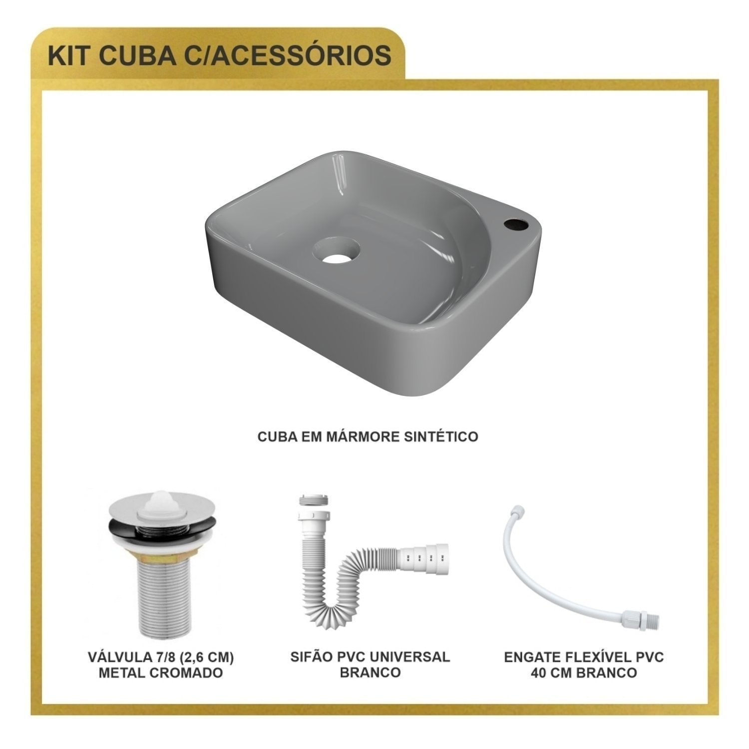 Kit Cuba Ro36 Cross com Válvula Metal e Sifão com Flexível - 9