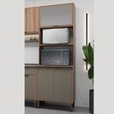 Ver imagem 1 de Armário Microondas Forno 3 Portas 1 Prateleira Torre Quente Cozinha Organizador Marrom Madeira