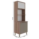 Ver imagem 4 de Armário Microondas Forno 3 Portas 1 Prateleira Torre Quente Cozinha Organizador Marrom Madeira