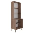 Ver imagem 3 de Armário Microondas Forno 3 Portas 1 Prateleira Torre Quente Cozinha Organizador Marrom Madeira