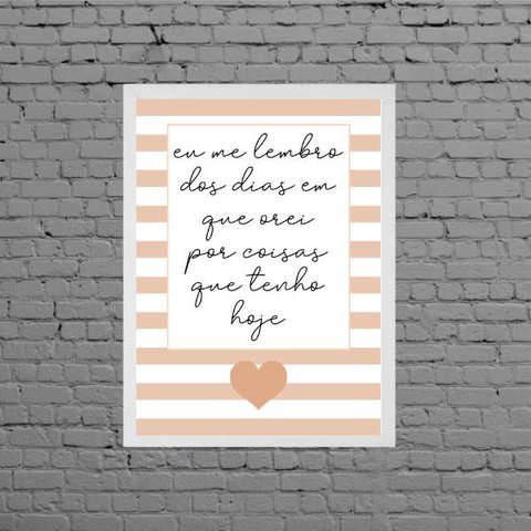 Quadro Frase Dias Em Que Orei 45x34cm - com vidro:Madeira preta