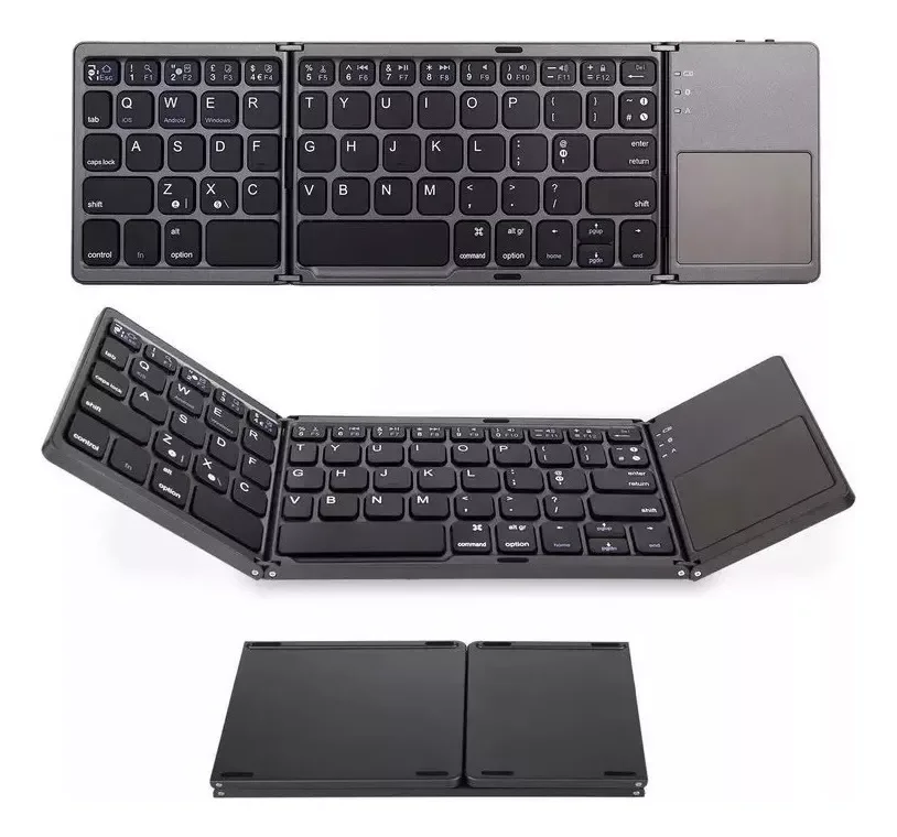 Mini Teclado sem Fio Recarregável Portátil Touchpad Dobrável Bluetooth