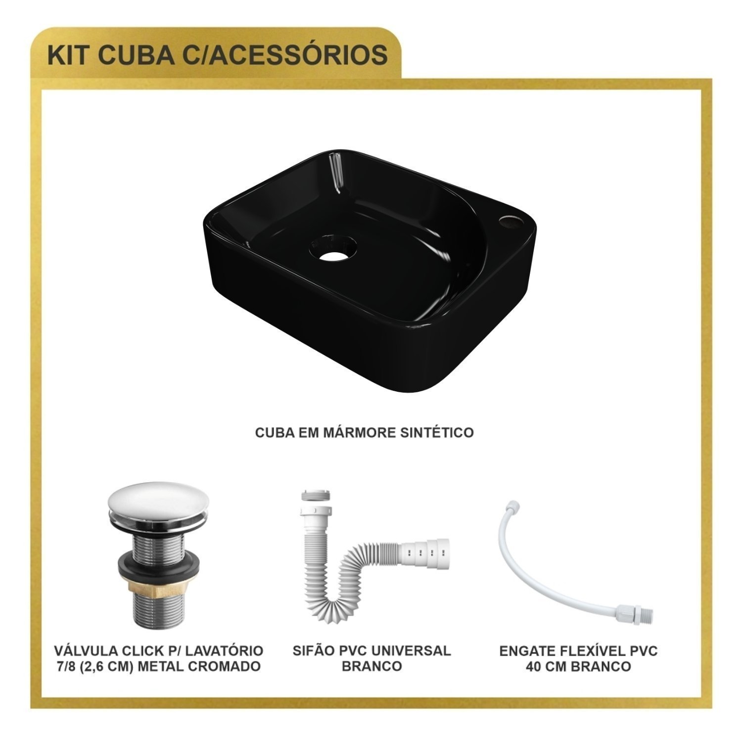 Kit Cuba Ro36 Cross com Válvula Click e Sifão e Flexível - 9