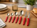 Ver imagem 1 de Talheres Conjunto de 42 Peças Vermelho com Inox New Caprese