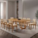 Ver imagem 1 de Sala de Jantar Mesa Flora 220cm Tampo Laminado Barril com 8 Cadeiras Bella