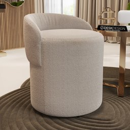 Puff Banqueta Living Gaia Orgânico com Encosto Baixo Bouclê Bege - Desk Design - 2