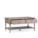 Ver imagem 4 de Mesa de Centro 2 Gavetas Tampo de Madeira Maciça Escovada Pés Torneados Louise