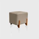 Ver imagem 4 de Puff Retangular Pé de Madeira Decorativo para Sala Orgânico Confortável e Reforçado Bouclé