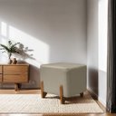 Ver imagem 2 de Puff Retangular Pé de Madeira Decorativo para Sala Orgânico Confortável e Reforçado Bouclé