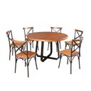 Ver imagem 1 de Mesa Jantar Redonda Madeira Maciça Clarisse 1,30m com 6 Cadeiras Paris Base Alumínio - Castanho