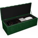 Ver imagem 2 de Kit Cabeceira Cama Box Casal King 195cm com Calçadeira Baú Dália W01 Couríssimo Verde Musgo -