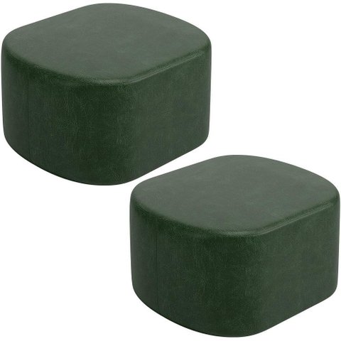 Kit 2 Puffs Decorativos Orgânico para Living Quarto 70cm Doha W01 Couríssimo Verde Musgo - Lyam