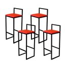 Ver imagem 2 de 4 Banquetas Bistro Industrial Assento Estofado:vermelho