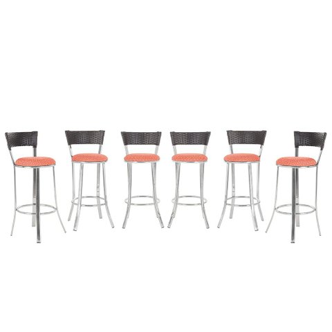 Kit Banqueta Bistro para Bar, Cozinha, Balcão em Alumínio e Fibra Tc Zanutto 6 Unidades Tabaco