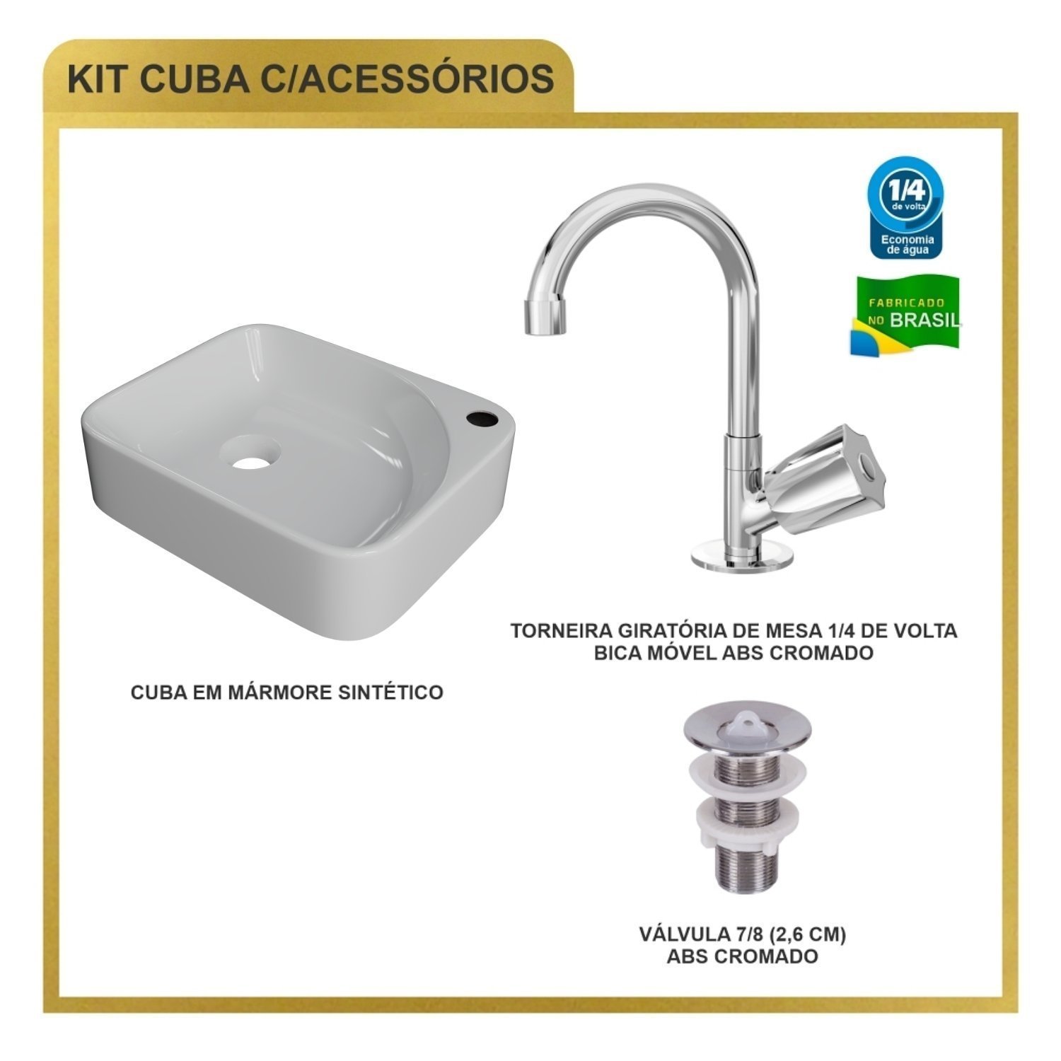 Kit Cuba Ro36 Cross com Torneira C50 e Válvula Abs - 8