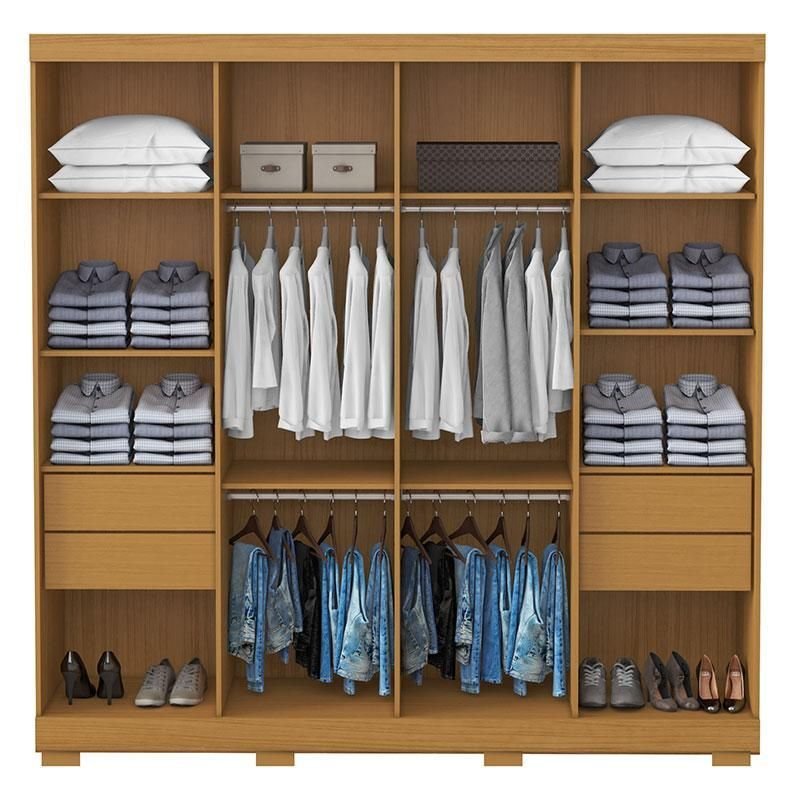 Guarda Roupa Casal Ambiente Porto 8 Portas 4 Gavetas Freijó