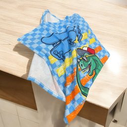 Toalha Banho Dinossauro Rex Skate Felpuda Estampada 60x110cm - 4