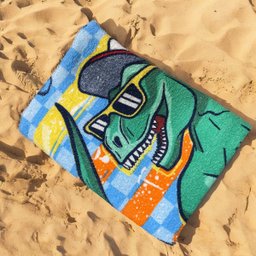 Toalha Banho Dinossauro Rex Skate Felpuda Estampada 60x110cm - 3