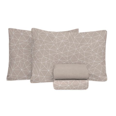 Jogo de Cama King Size Algodão 130 Fios 4 Peças Estampado