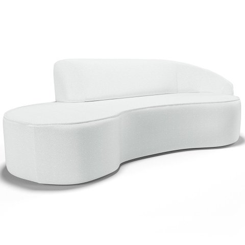Sofá 3 Lugares Curvo Sala de Estar Living Firenze Direito D02 Corano Branco 210 cm C-12 - Lyam