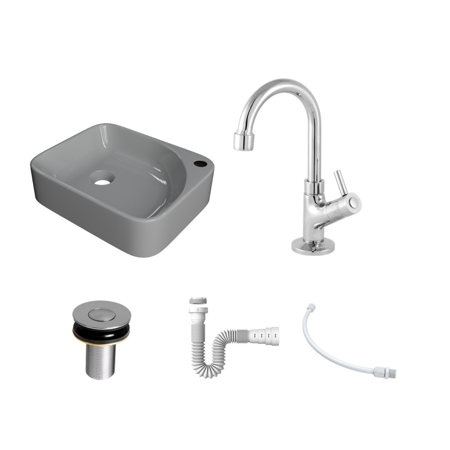 Kit Cuba Ro36 Cross com Torneira 1198 e Válvula Botão com Sifão e Flexível - 3