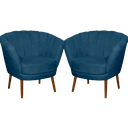Ver imagem 1 de Kit 02 Poltrona Pétala Flor Decorativa Suede Azul Marinho