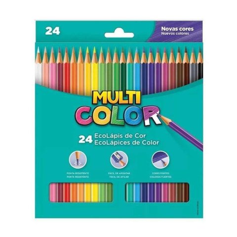 Lápis de Cor Multicolor com 24 Cores