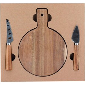 Cheesy Jg P/ Queijo 2x26x28cm Madeira Natural 3pç