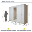 Ver imagem 3 de Guarda-Roupa Casal 8 Portas 6 Gavetas com Espelho e Pés MDF 236cm Serenata Branco