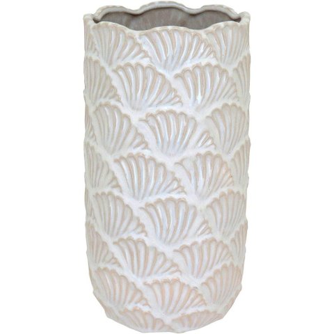 Vaso Decorativo Enfeite Casa Cerâmica 26x14x14cm Bege