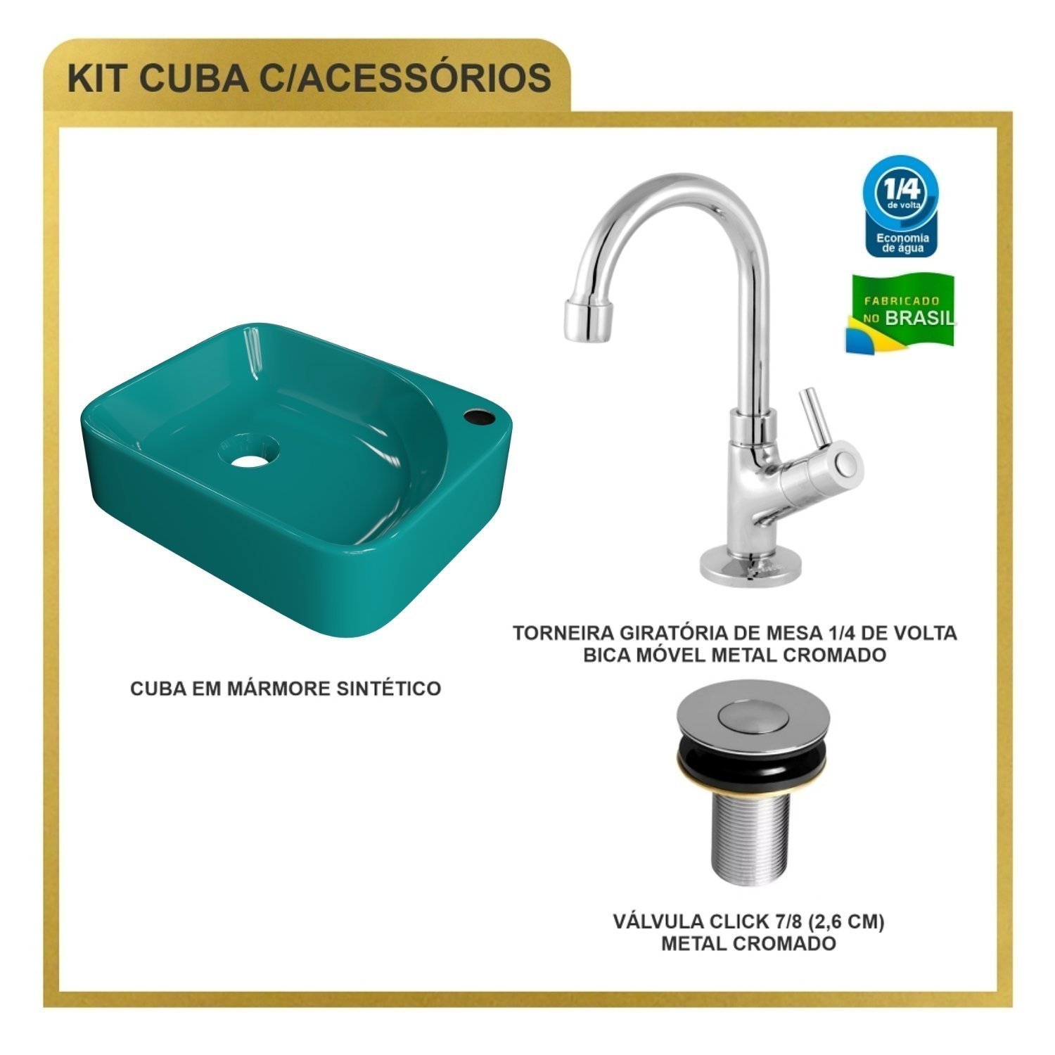 Kit Cuba Ro36 Cross com Torneira 1198 e Válvula Botão - 8