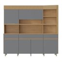 Ver imagem 3 de Armário de Cozinha 6 Portas 3 Gavetas 220cm 100% MDF Realeza Marrom/Carvalho/Titânio