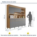 Ver imagem 4 de Armário de Cozinha 6 Portas 3 Gavetas 220cm 100% MDF Realeza Marrom/Carvalho/Titânio