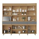 Ver imagem 5 de Armário de Cozinha 6 Portas 3 Gavetas 220cm 100% MDF Realeza Marrom/Carvalho/Titânio