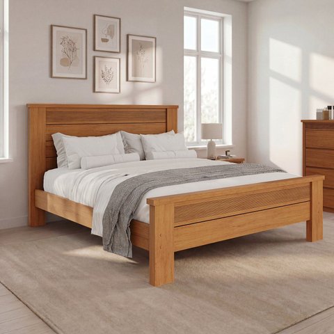 Cama Queen em MDF Cabeceira Frisada Paolo Rubi
