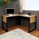 Ver imagem 7 de Mesa de Canto para Escritório em L Mdp Amêndoa/preto
