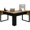 Ver imagem 1 de Mesa de Canto para Escritório em L Mdp Amêndoa/preto