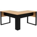 Ver imagem 3 de Mesa de Canto para Escritório em L Mdp Amêndoa/preto