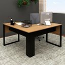 Ver imagem 6 de Mesa de Canto para Escritório em L Mdp Amêndoa/preto