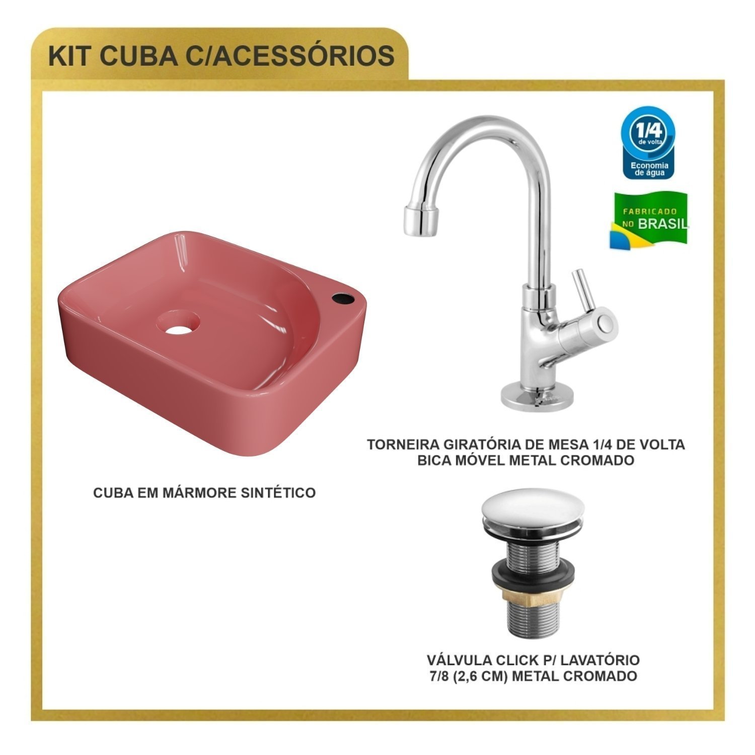 Kit Cuba Ro36 Cross com Torneira 1198 e Válvula Click - 8