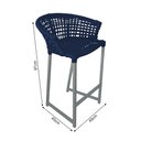 Ver imagem 5 de Conjunto Bistrô Champanheira Cinza Tampo Ripado e 2 Banquetas Reis Corda Náutica Azul Marinho