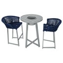 Ver imagem 1 de Conjunto Bistrô Champanheira Cinza Tampo Ripado e 2 Banquetas Reis Corda Náutica Azul Marinho