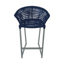 Ver imagem 3 de Conjunto Bistrô Champanheira Cinza Tampo Ripado e 2 Banquetas Reis Corda Náutica Azul Marinho