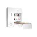 Ver imagem 2 de Roupeiro Can com Cama Baú Solteiro 1.57m 4 Portas e 3 Gavetas Amplo Espaço Interno Cor Branco Ja