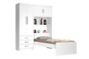 Ver imagem 2 de Roupeiro Can com Cama Baú Solteiro 1.57m 4 Portas e 3 Gavetas Amplo Espaço Interno Cor Branco Ja