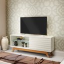 Ver imagem 1 de Rack para Tv até 55 Polegadas 1 Porta Retrô Off White/freijó - Dalla Costa