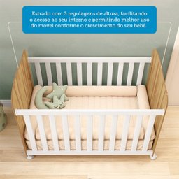 Quarto de Bebê com Guarda-Roupas 4 Portas Janeladas Cômoda e Berço 100% MDF Lana Espresso Móveis - 11