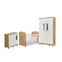 Ver imagem 3 de Quarto de Bebê Berço, Guarda Roupa e Cômoda com Janela 100% MDF Lana Espresso Móveis Branco/Amêndoa