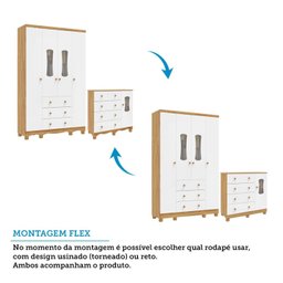 Quarto de Bebê com Guarda-Roupas 4 Portas Janeladas Cômoda e Berço 100% MDF Lana Espresso Móveis - 6